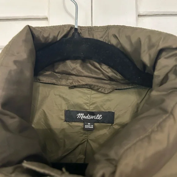 Madewell Travel Buddy Olive Green Women's Packable Puffer Jacket - Picture 5 of 7